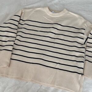 Striped Cream and Black Sweater